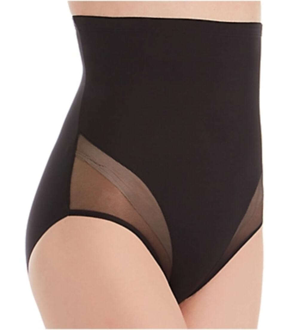TC Fine Intimates Shaping Brief Womens Sz Small Girl Power Hi Waist Sheer Black